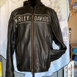Harley-Davidson Black Bomber Jacket with Leather Finish